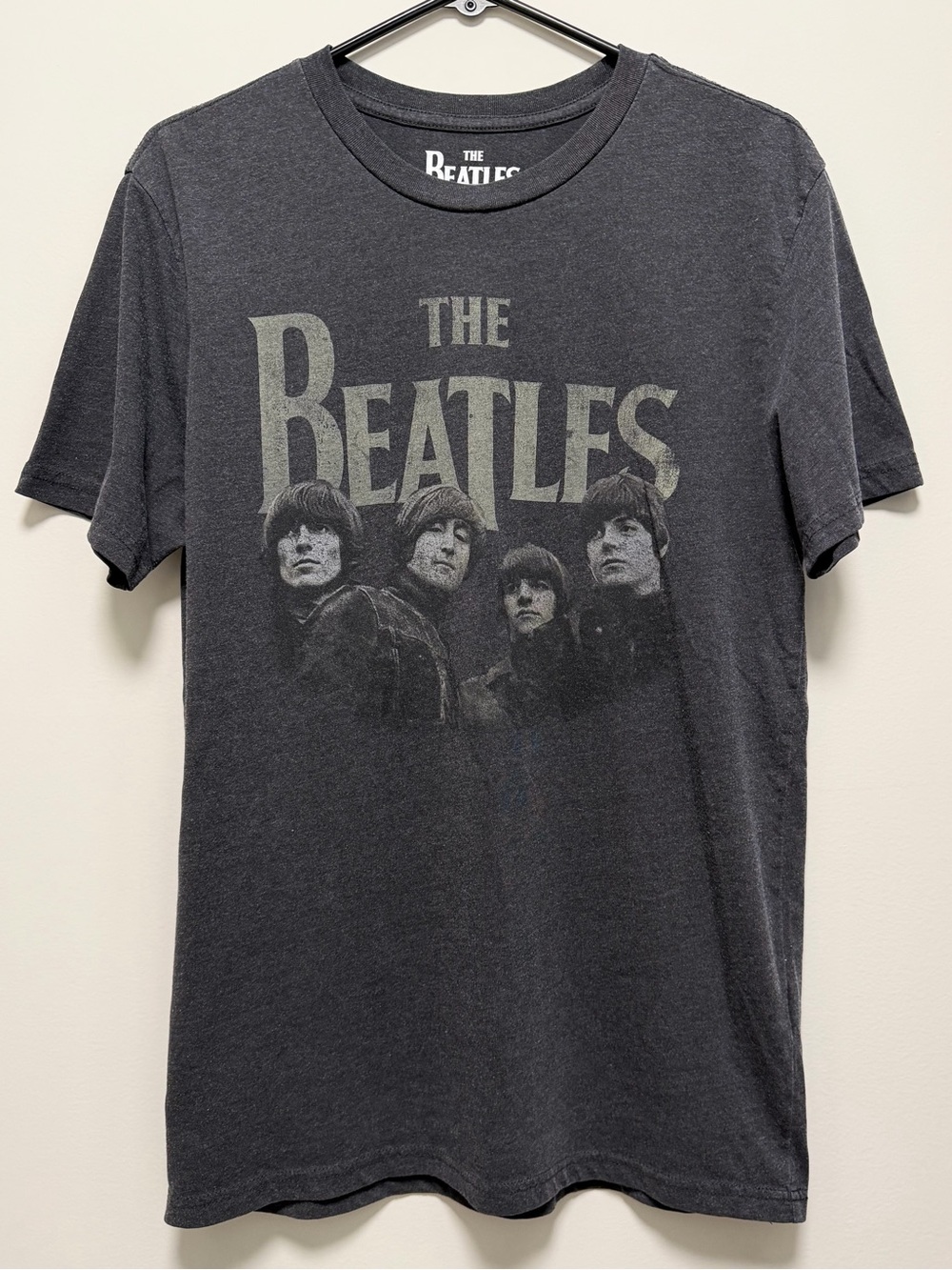 The Beatles Graphic Band Tee Size S 1965 Concert Dates on Back Worn Vintage Look